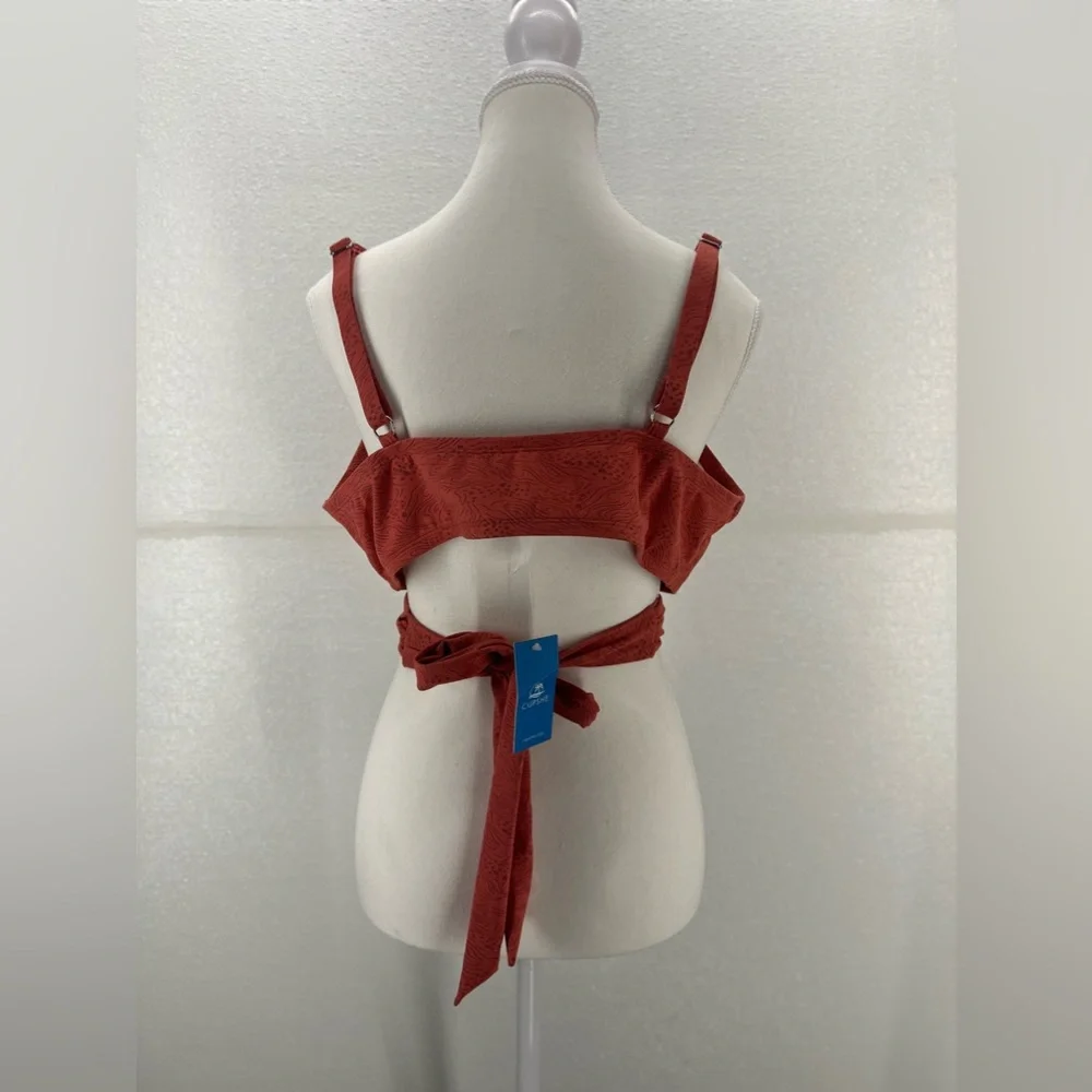 Women Swimsuit Plus Size Bikini Top V Neck Wrapped Adjustable Straps Back Tie 2X